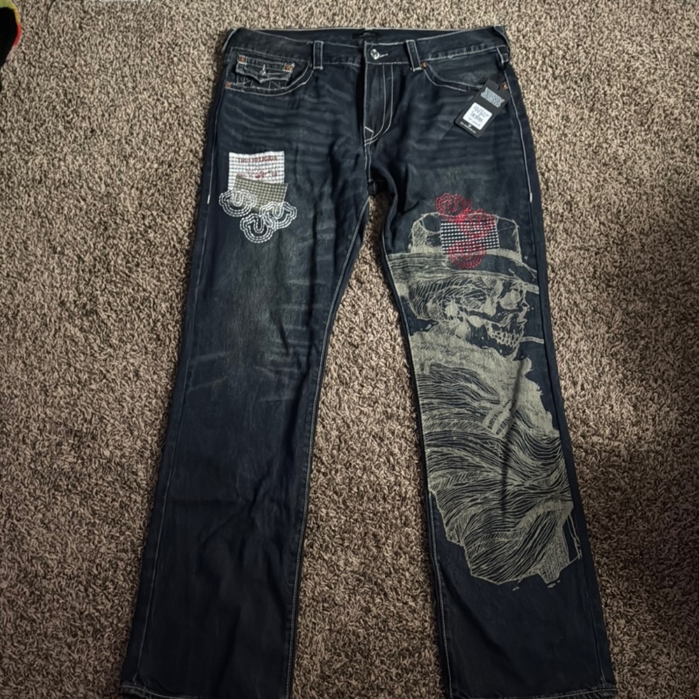Men's Black Graphic Jeans